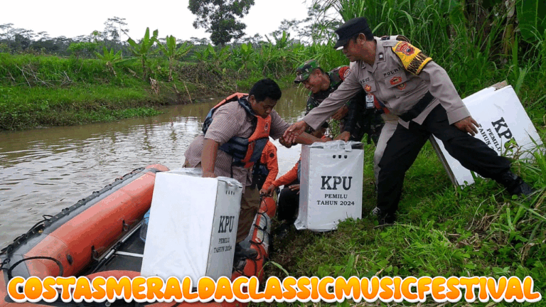 Gunakan Perahu Karet, Polisi Arungi Banjir Distribusikan Logistik Pilkada